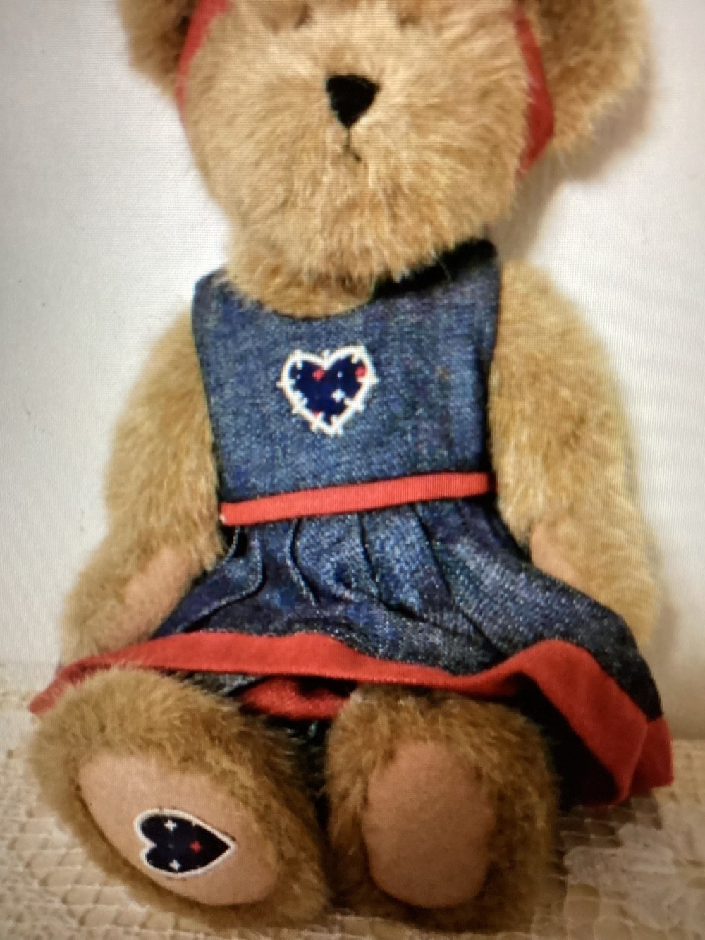 Boyds Bears Best Dressed Series Patricia P Bear Heart Denim Dress - Picture 3 of 8